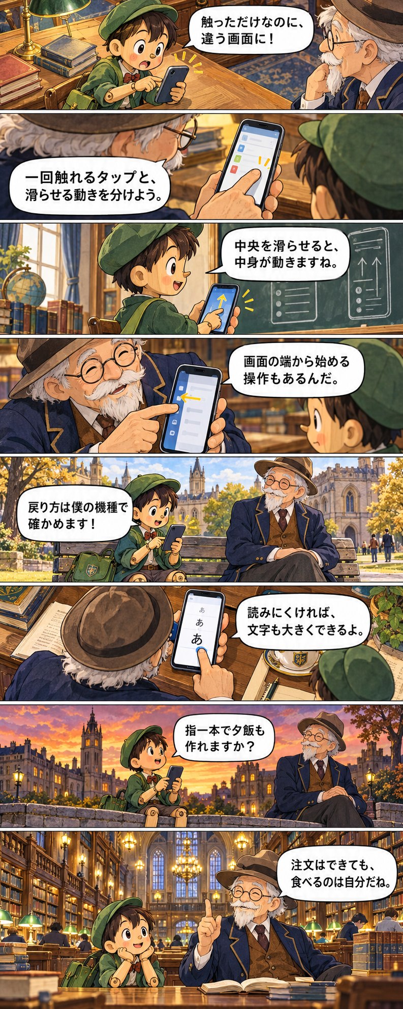 第2章の8コマ漫画。セリフは続く本文に記載。