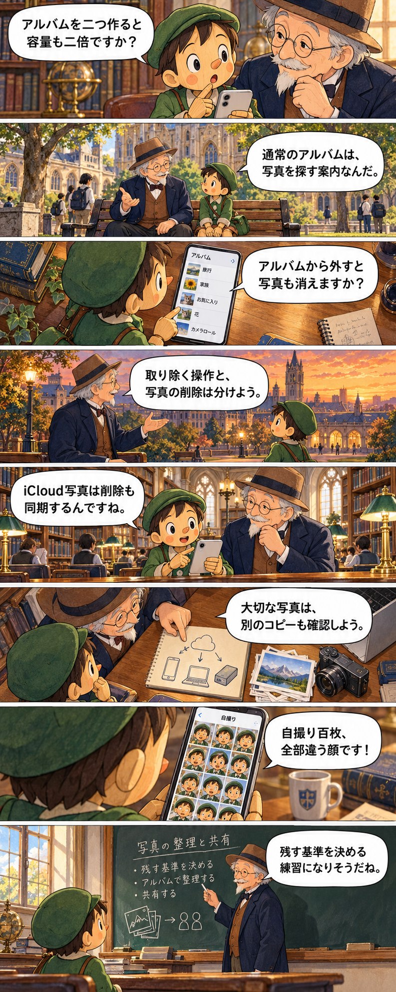 第5章の8コマ漫画。セリフは続く本文に記載。