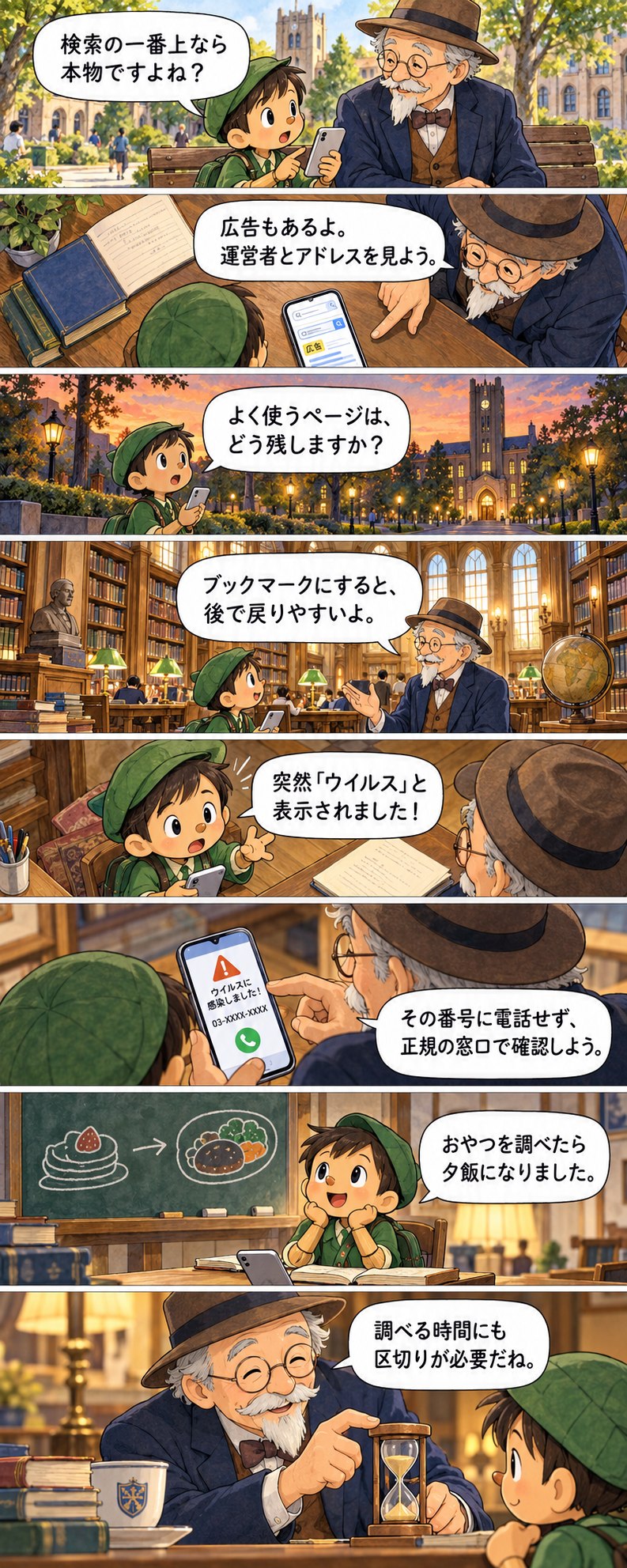 第6章の8コマ漫画。セリフは続く本文に記載。