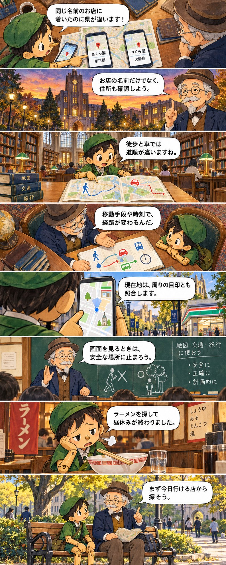 第7章の8コマ漫画。セリフは続く本文に記載。