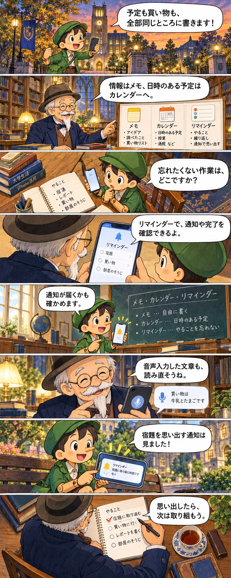 第8章の8コマ漫画。セリフは続く本文に記載。