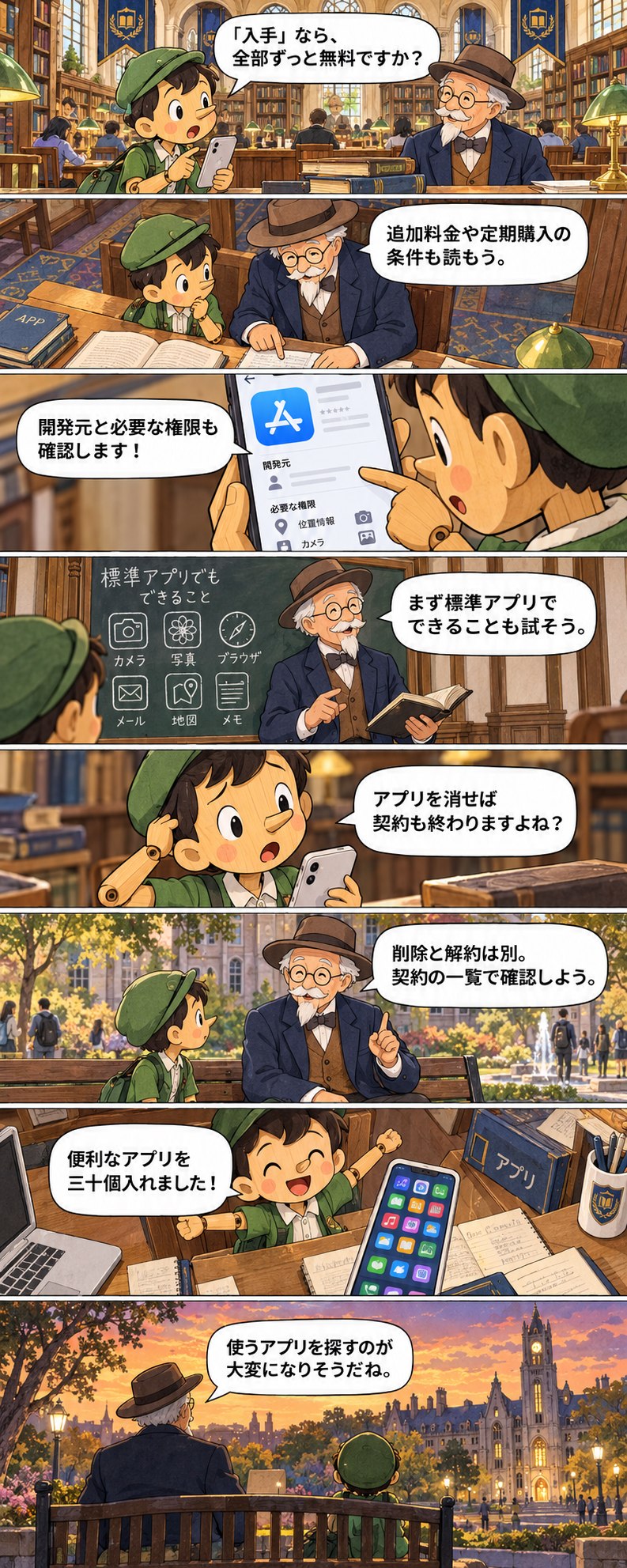 第9章の8コマ漫画。セリフは続く本文に記載。