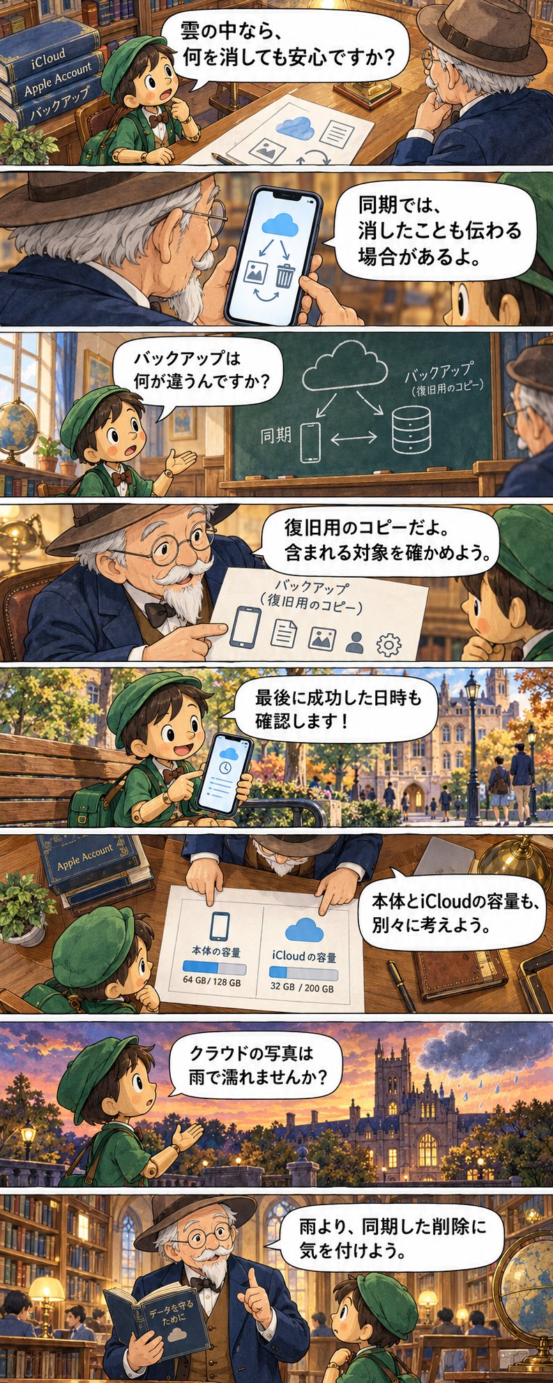 第10章の8コマ漫画。セリフは続く本文に記載。