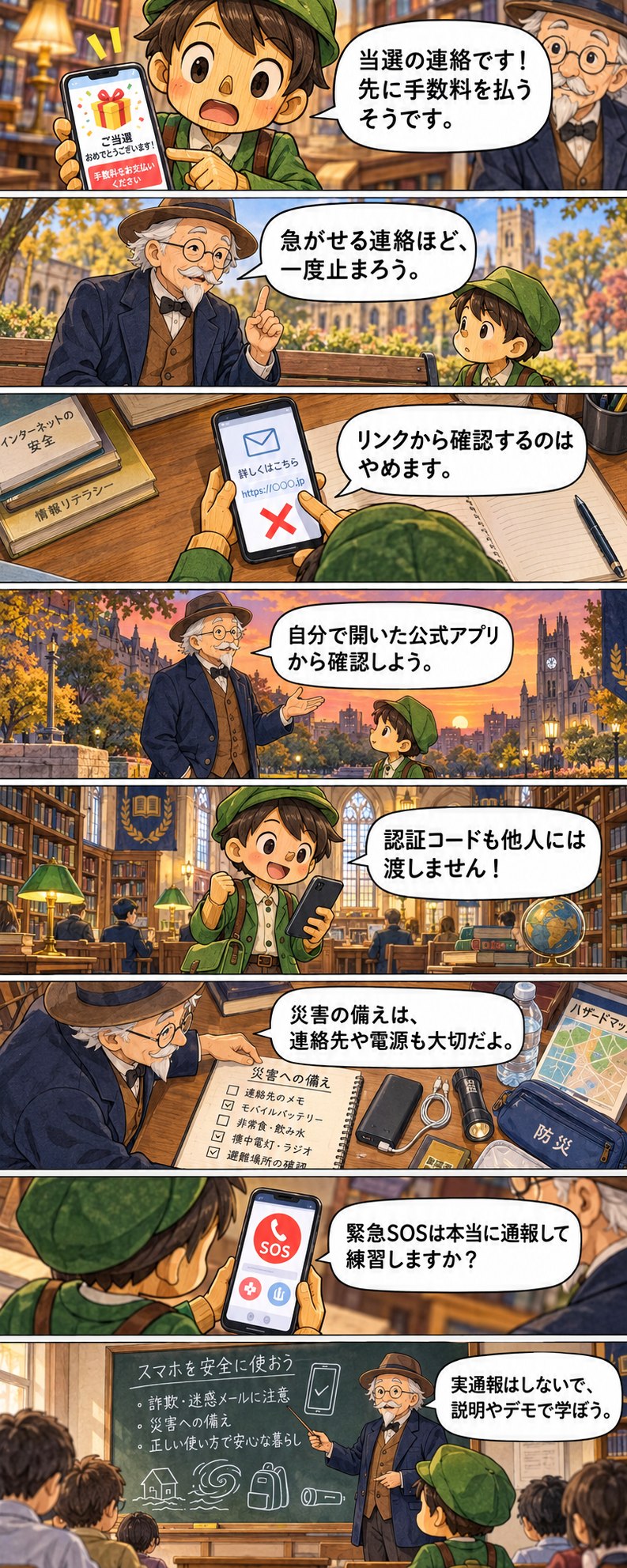 第13章の8コマ漫画。セリフは続く本文に記載。
