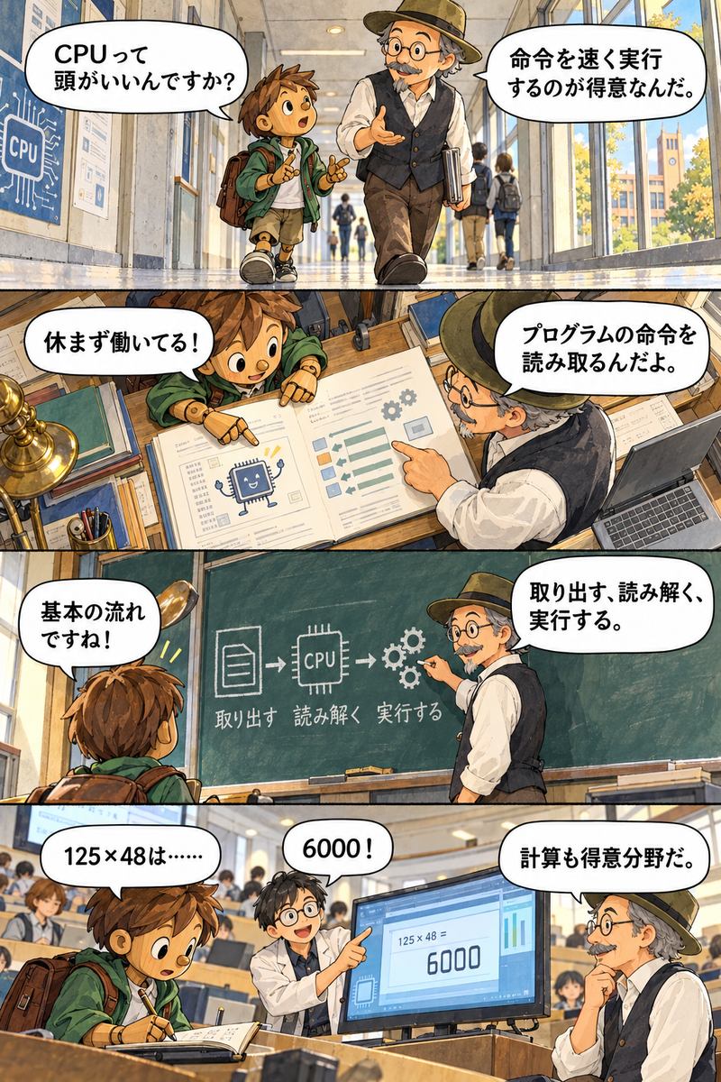 第2章 CPUは何を考えているの？の漫画・前半4コマ