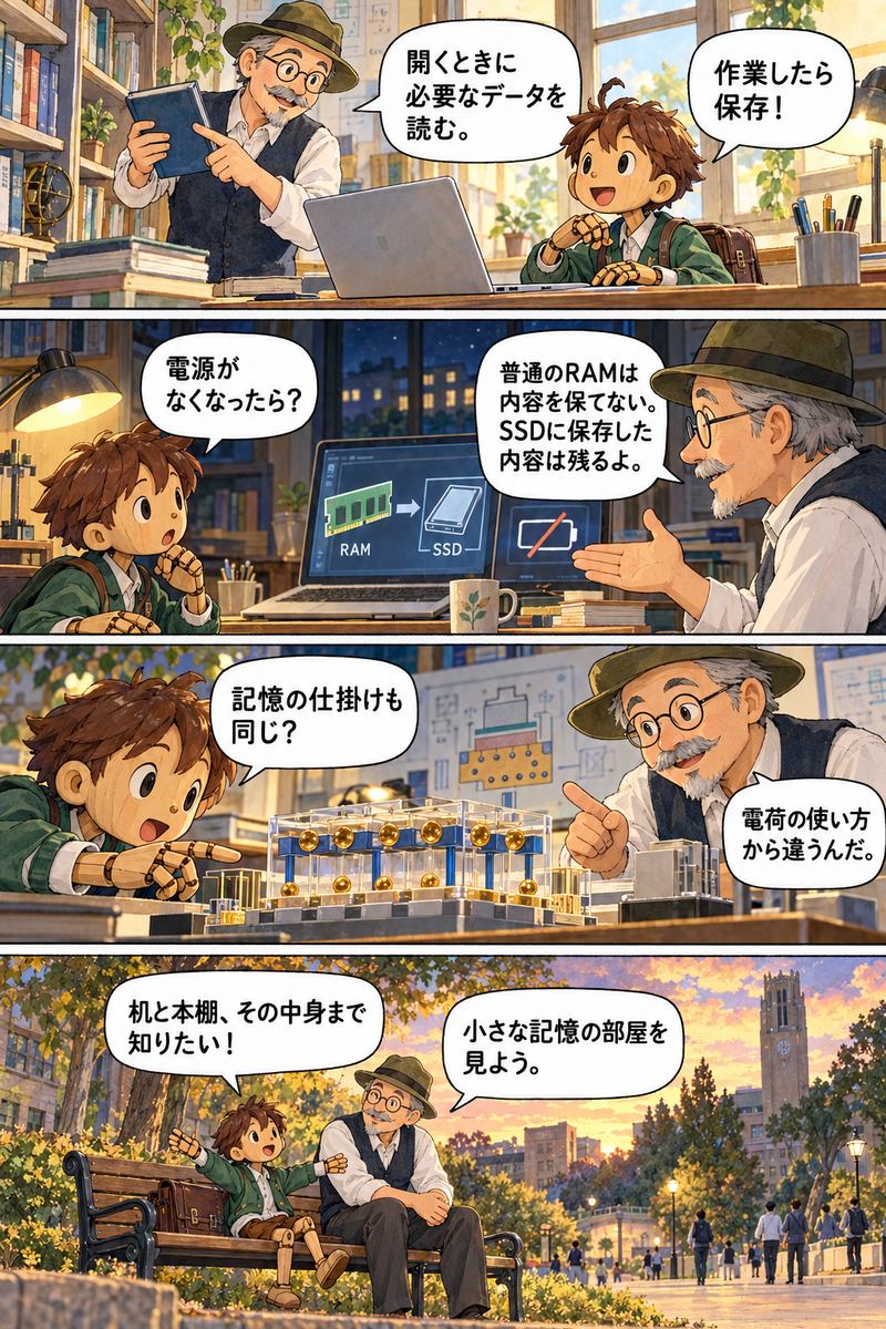 第3章 メモリとSSDはどう違う？の漫画・後半4コマ