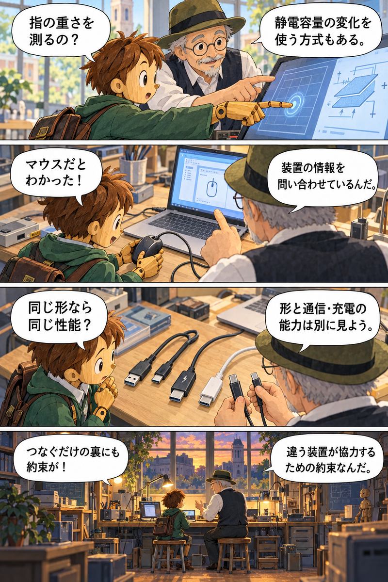 第7章 キーボードやUSBはどうやって情報を伝えるの？の漫画・後半4コマ