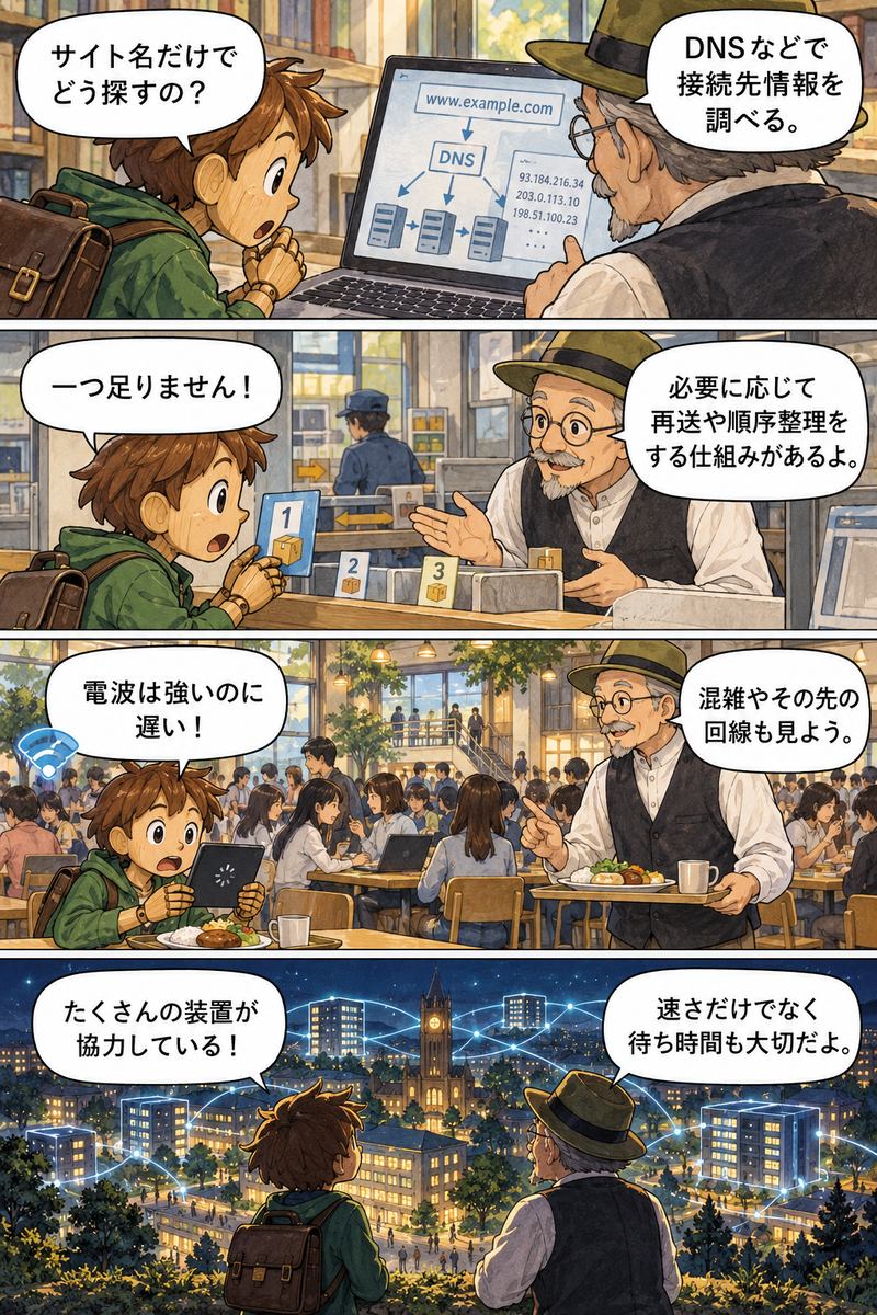 第8章 Wi-Fiやインターネットはどうやって届くの？の漫画・後半4コマ