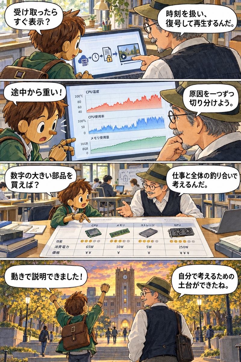 第10章 全部をつなげて、パソコンを理解しようの漫画・後半4コマ