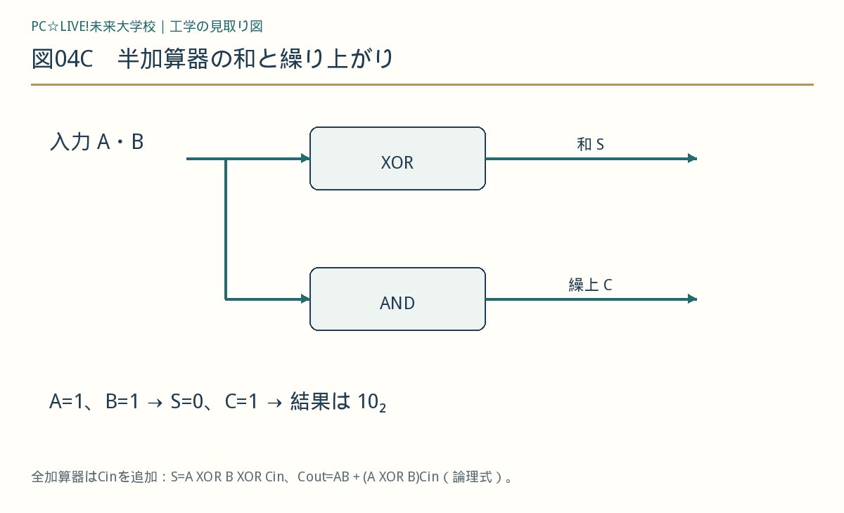 図04C 半加算器の和と繰り上がり