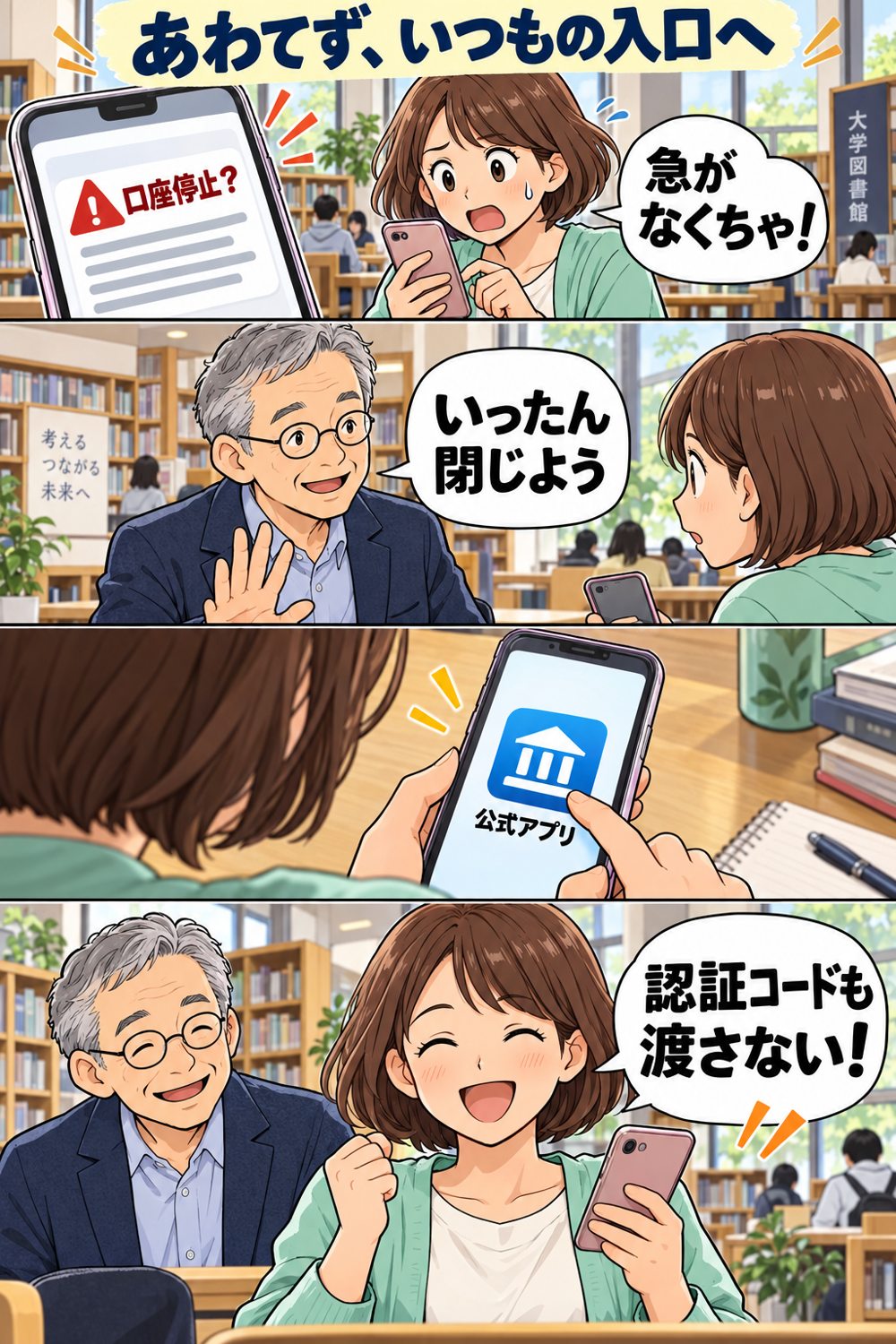 あわてずいつもの入口へを説明する漫画