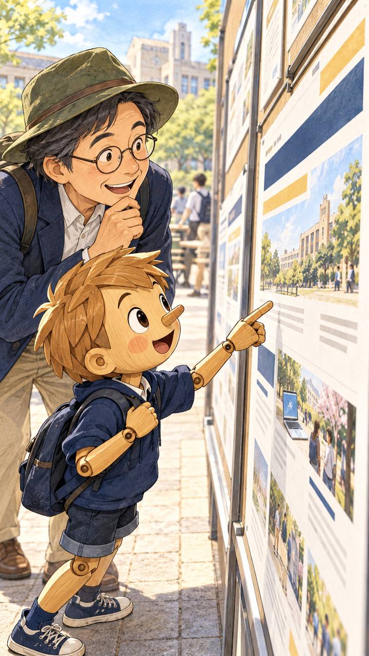 画面いっぱいの見出しを横から見る