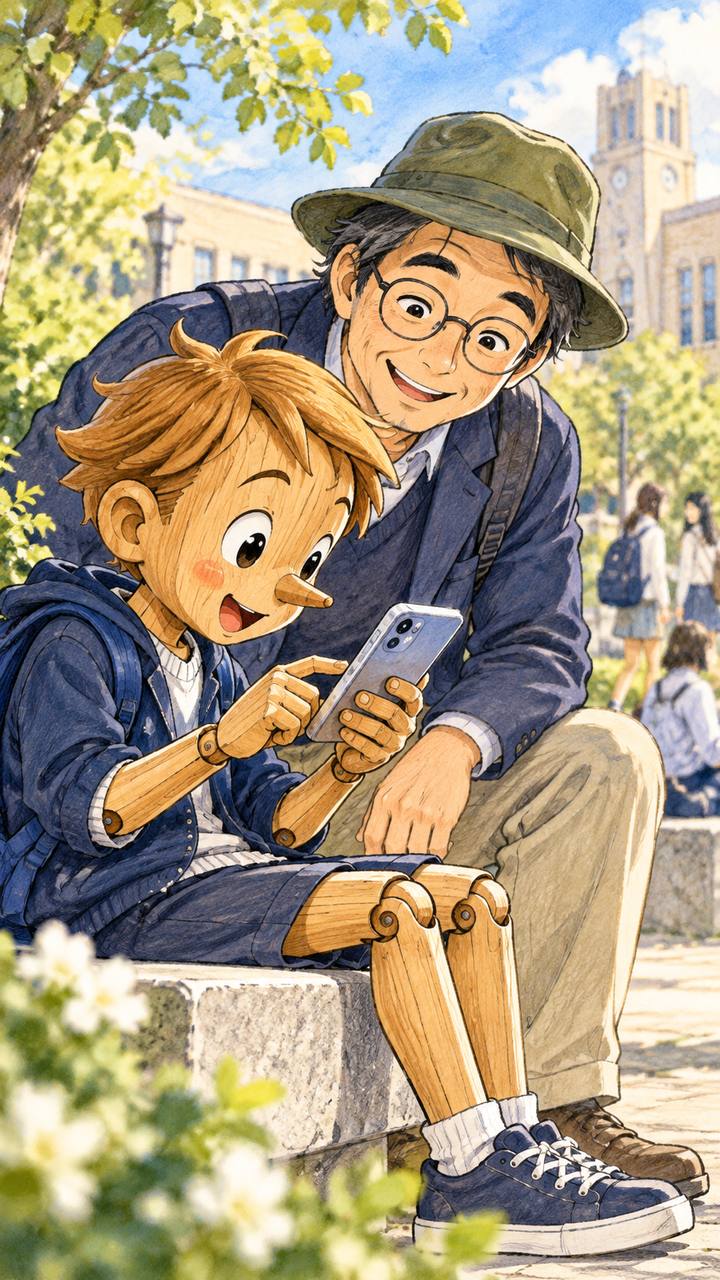 スマホ画面を読む学生の横顔