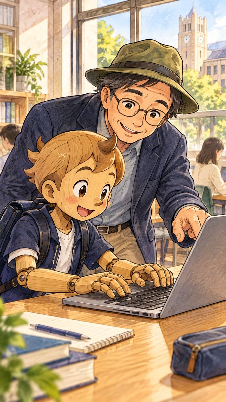 キーボードで操作する手元