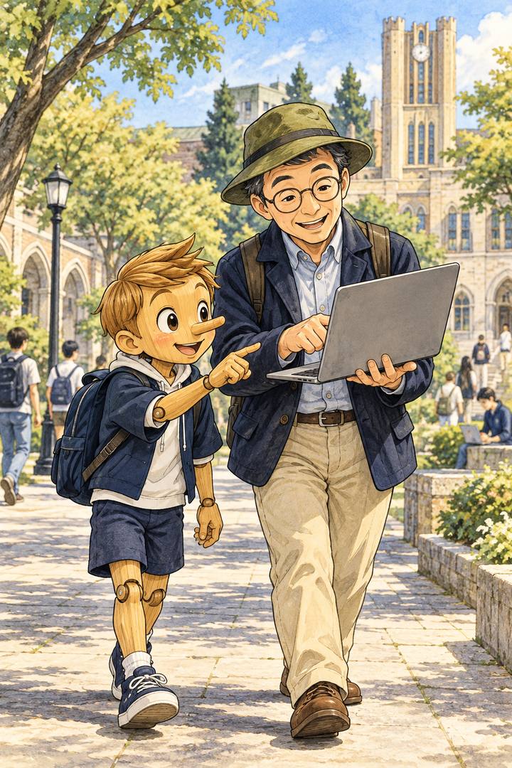 公開済みサイトを見回る先生とピノキン
