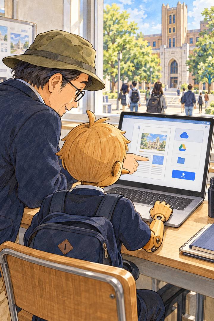提出先へ保存する画面を後ろから